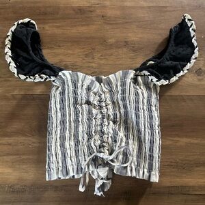 Misa Los Angeles Ruffled Cropped Blouse